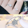 Korean version ring, women's niche design, ins, adjustable opening, flower ring, fashionable, simple, women's index finger silver ring. 