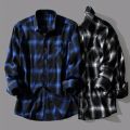 Black White Plaid Men Shirt Spring Autumn Casual Shirt Long Sleeve Turn-down Collar Single-breasted Men Jacket camisa masculina.