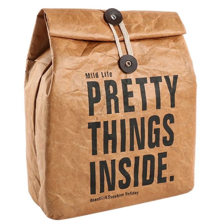 Non Toxic Washable Reusable Durable Picnic Cooler Box Brown Paper Camping Lunch Bag Outdoor Activities Practical Food Storage