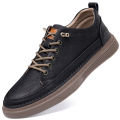 Italian Casual Shoes Men's Lace Up Oxford Shoes Genuine Leather Thick Bottom Outdoor Walking Shoes Black Office Men Dress Shoes KEEMEEUYZO.