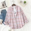 New Autumn Womens Plaid Shirt Excellent Quality Loose Blouses Fresh Casual Design Female Long Sleeve Shirts Lady Tops Clothes.