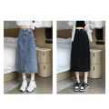 Fashion Denim Long Y2k Vintage High Waist Split Midi Jeans Skirt 2023 Summer Women's Clothing Korea Stylish. 