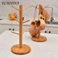 Wooden Cup Holder Wooden Cup Holder 6 Hooks Mug Tree Heavy Duty Multifunctional Tea Coffee Organizer Stand Storage Drain Rack Coffee Cup Drain Rack.