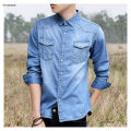 Men's Full Long Sleeve Casual Shirt Cotton Denim Jeans - Shirt For Men - Shirt For Men. 