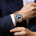 Man Watch Waterproof Chronograph Luminous Men's Wristwatch Leather Men Quartz Watches Casual Clock.