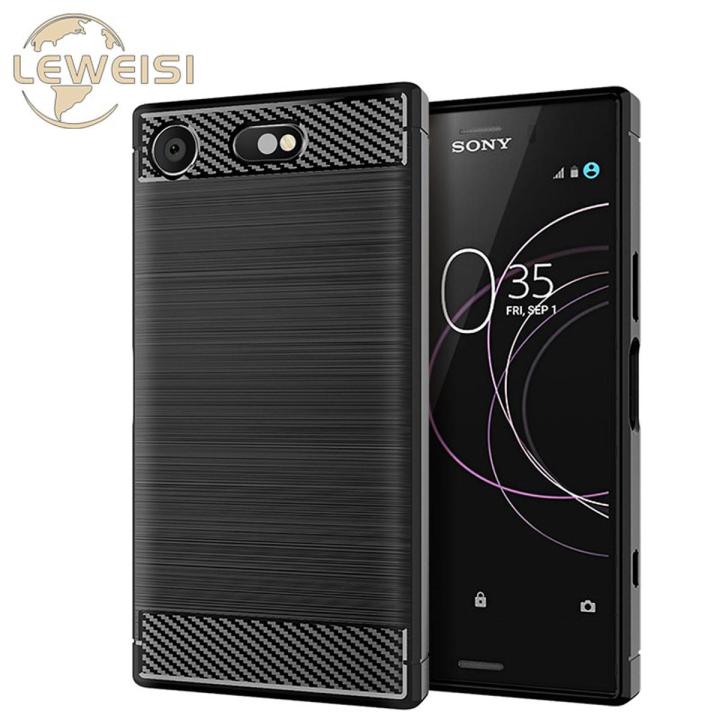 Leweisi Carbon Fiber Bumper Phone Case Sony Xperia XZ1 Compact