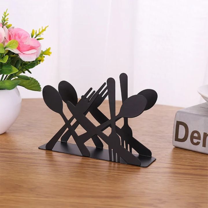 Fashion%20kitchen%20iron%20art%20craft%20black%20spoon%20fork%20knife%20napkin%20paper%20holder%20tissue%20block%20rack%20home%20hotel%20cafe%20table%20decor%20-%20Image%202