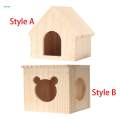 Hamster Wood House Hut Cage Accessories for Syrian Hamsters Lemmings Gerbils Style A. 
