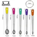 Stainless Steel Measuring Spoons 5pcs Measuring Spoon Set Mini Colorful Silicone Stainless Steel Long Handle Food Grade Precise Measurement Scoop Kitchen Gadgets Long Handle Measuring Spoons. 