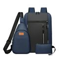 2024 cross-border new three-piece business backpack men's large-capacity casual computer bag multi-functional charging school bag. 