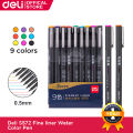 Deli S572 Fine Liner Water Color Pen 0.5mm 9Pcs Multicolor.
