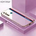 Hontinga for Realme 5 Pro Back Cover + Free Lanyard Luxury 6D Plating Fashion Racing Side Pattern Case Soft Silicone Square Mobile Cover.