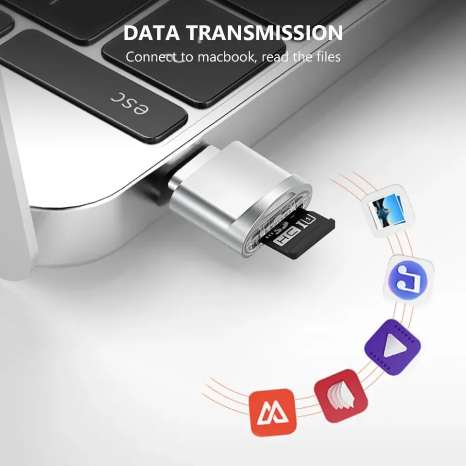 USB-C To SD/TF Card Reader Adapter - USB 3.1 For MacBook, Phones, Laptops (White)
