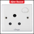 15A 250V 3 Pin Combined Round A/C Socket LONON 3Pin AC Electrical Wall Switch.