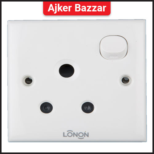 15A 250V 3 Pin Combined Round A/C Socket LONON 3Pin AC Electrical Wall Switch