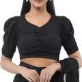 Cotton Half Body Short Sleeve Crop Tops Blouse for Women - Casual and Trendy.
