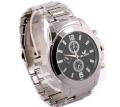 Stainless Steel Analog Watch For Men - Silver and Black.