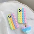 Love Heart Push Bubble Case For Iphone 14 13 12 Pro Max Mini 7 8 XR X Stress Reliever Toys Popits Silicone Phone Case Cover.
