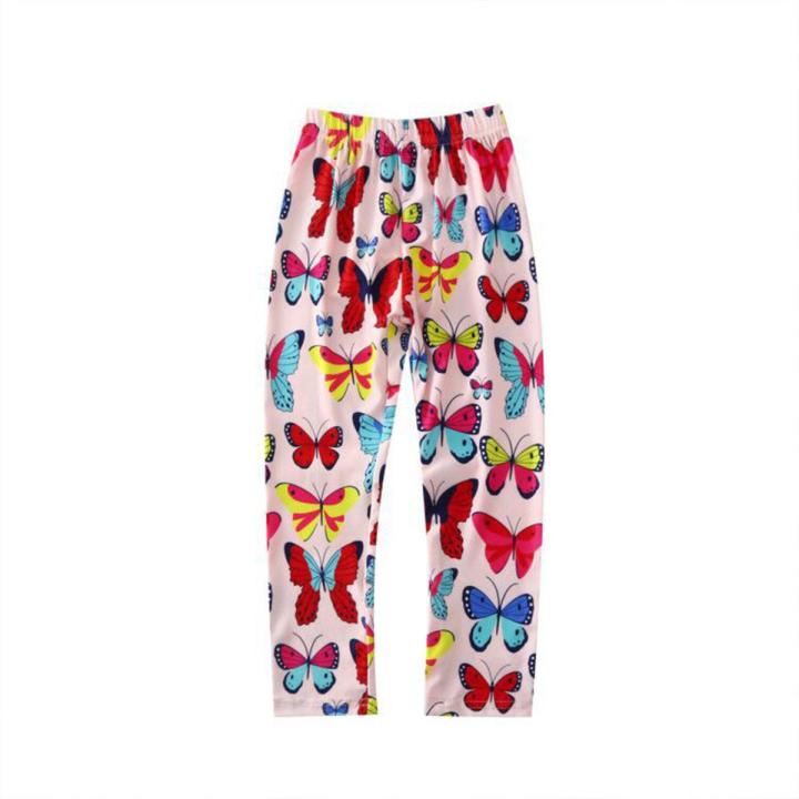 GC Girls Long Pants Cute Printing Elastic Waist Leggings Casual Breathable Trousers For 1-10 Years Old Children