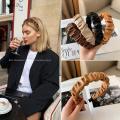Vintage PU Leather Hair Bands for Women Grils Simple Solid Headband Hair Band Female Hair Hoop Hair Accessories Handmade Bezel. 