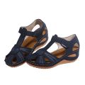 Cross border plus size women's shoes 2020 spring European and American style wedge heel cut-out women's sandals Amazon new beach sandals.