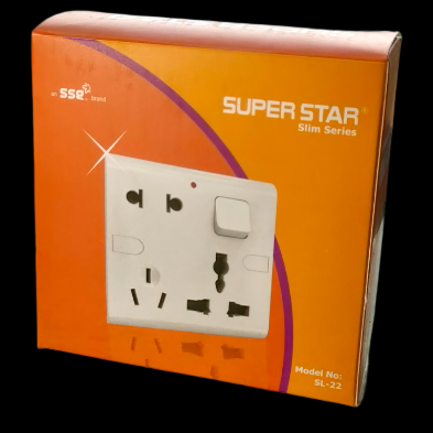 Super Star Slim 6 pin Multi All Rounder Combined Socket with Switch ...