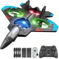 PTEROSAURIA Remote Control Flying Jet Fighter | LED Light Drone Plane Toy | Dual Propeller Hand Launch RC Airplane | 4-12 Years Kids Flying Toy with Remote.