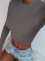 Long Sleeve Womens Tshirt Casual Black White Fashion Crop Top T Shirt Ladies Fashion Korean Tee Shirt. 