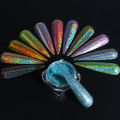 Holographic Chrome Nail Powder Glitter Laser Silver Rose Gold Nail Art Pigment Polish Rub Dipping Dust Flakes 3D Manicure TR1028. 