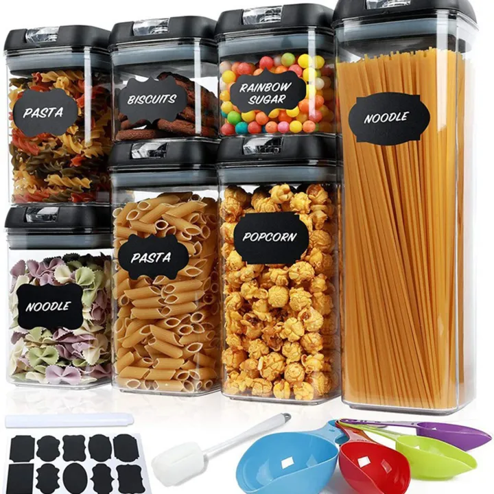 GC%207%20Piece%20Food%20Storage%20Container%20Set%20With%20Marking%20Pen,%20Sticker,%20Measuring%20Spoon%20Durable%20And%20Impact%20Resistant%20Airtight%20Clear%20Canisters%20For%20Kitchen,%20Pantry%20-%20Image%209