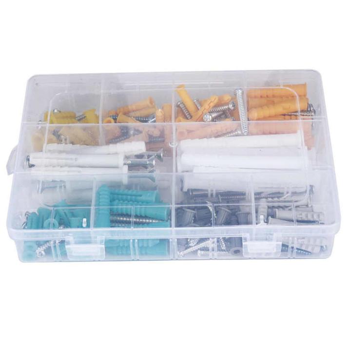 Self-Drilling Screw Set 200pcs High Strength Self-Tapping + Plastic Expansion Wall Anchor Tube Plug With Box