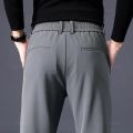 Autumn Winter Men's Casual Pants Business Stretch Slim Fit Elastic Waist Jogger Korean Classic Thick Black Gray Trousers Male. 