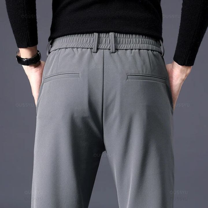 Autumn%20Winter%20Men's%20Casual%20Pants%20Business%20Stretch%20Slim%20Fit%20Elastic%20Waist%20Jogger%20Korean%20Classic%20Thick%20Black%20Gray%20Trousers%20Male%20-%20Image%206