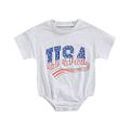 Emmababy-Toddler Baby Boys Casual Romper, Stripe Star Letter Printed Short Sleeve Round Neck Triangle Bodysuit. 