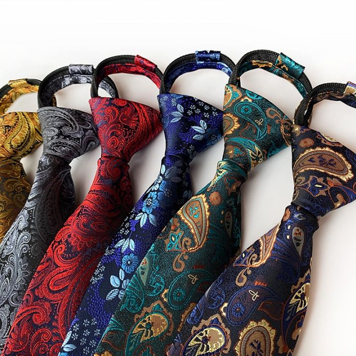 Pre-tied%20Necktie%20For%20Men%20Women%20Paisley%20Style%20Zipper%20Tie%20Plaid%20Stripes%20Jacquard%20Classic%208cm%20Business%20Tie%20Men%20Wedding%20Accessories%20-%20Image%205