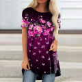 2022 Summer Elegant Womens Floral Printed T-shirt Women Fashion T-shirts Ladies Tops Tees Vintage Dziert Caseual Loose.