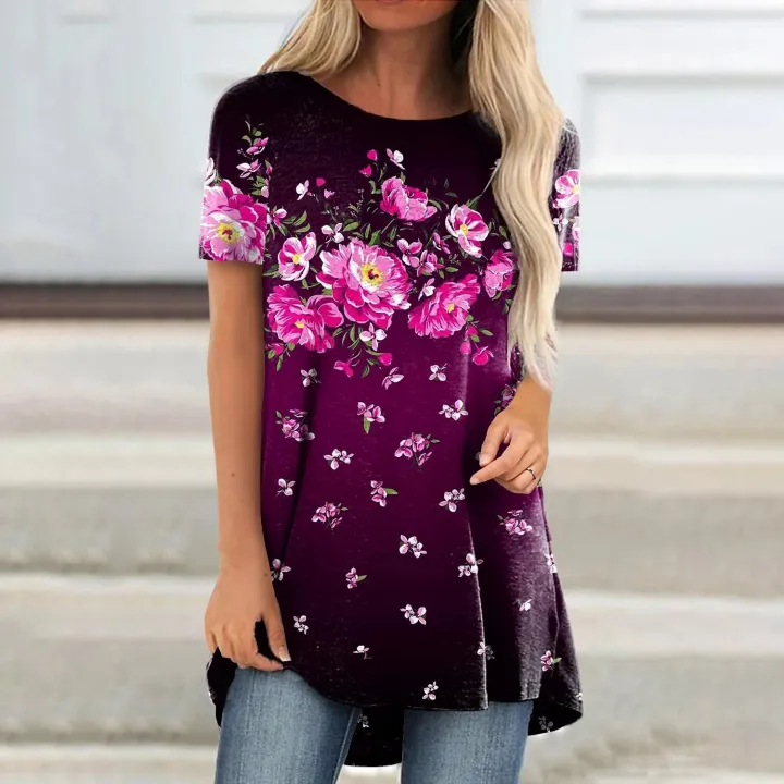 2022%20Summer%20Elegant%20Womens%20Floral%20Printed%20T-shirt%20Women%20Fashion%20T-shirts%20Ladies%20Tops%20Tees%20Vintage%20Dziert%20Caseual%20Loose%20-%20Image%203