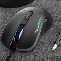 HXSJ Wired Gaming Mouse 3200DPI Ergonomic Mouse 4 Adjustable DPI Levels 7 Programmable Buttons 6-color Breathing Light Black.