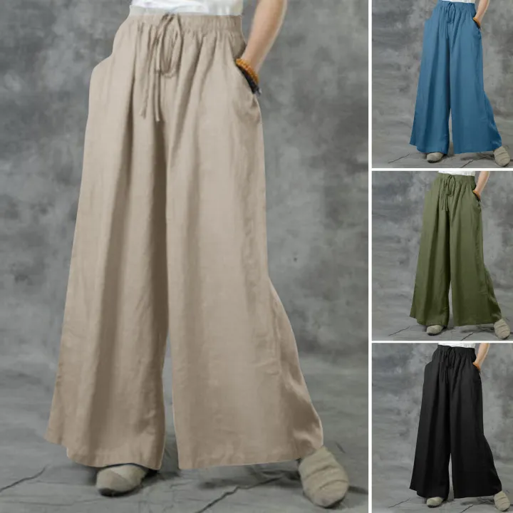 Sunnyheart%20Women%20Trousers%20Lightweight%20Solid%20Color%20Simple%20Wide%20Leg%20Pants%20-%20Image%204