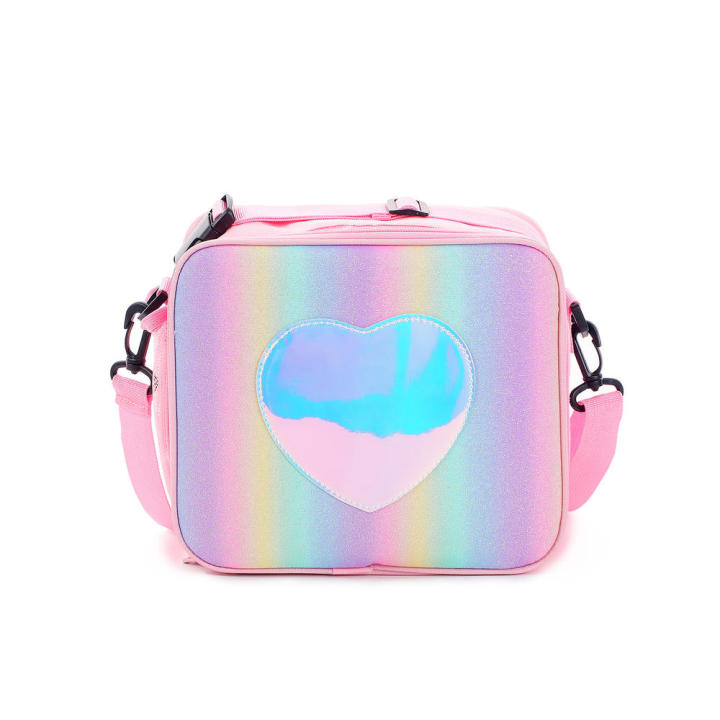 25cm*9cm*22cm Girls lunch bag Durable Glett Insulated lunch box Rainbow lunch bag for Kid Young People Outdoors