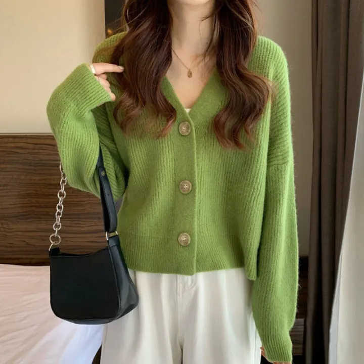 Avocado%20Green%20Knitted%20Cardigan%20for%20Women%20Loose%20and%20Lazy%20Style%20V%20Collar%20Long%20Sleeve%20Sweater%20Coat%20Japanese%20College%20Shawl%20Outer%20Match%20-%20Image%204