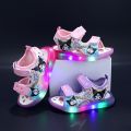 Kuromi Baby Girls' Sandals Summer Children's Cartoon Princess Shoes Little Girl's Led Lighted Shoes Korean Style Cute Sandals.