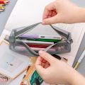 School Office Cute Stationery Organizer Box  Zipper Mesh Transparent Pencil Case  Student Pen Case Storage Supplies. 