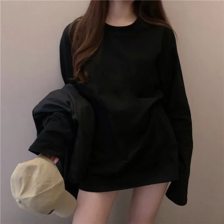 White%20Inner%20Long%20Sleeve%20T%20Women's%20T-shirt%20Autumn%20and%20Winter%202023%20New%20Midi%20Hip-Covering%20Dralon%20Brushed%20Base%20Shirt%20Top%20-%20Image%207