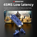 Monster XKT08 Gaming Earphone Ture Wireless Bluetooth 5.3 Headphones Low Latency Noise Reduction Earbuds Headset With Mic New. 