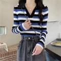 Color Polo Collar Long Sleeve T Women's T-shirt 2022 Autumn and Winter Knitting Bottoming Shirt Slim Fit Slimming Inner Short Top ins. 