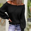 Loose Sweater Stylish Off Shoulder All Match Sweater Lady Winter Sweater Slash Neck Strapless Patchwork Top Streetwear.
