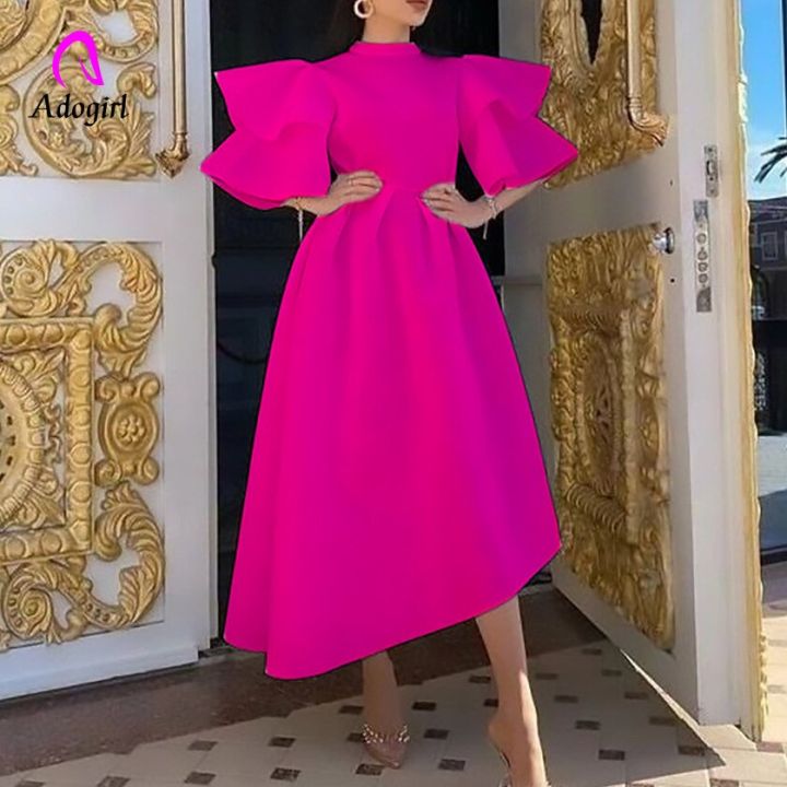 Ruffles Elegant Women Long Maxi Dress 2022 Summer Neon Solid