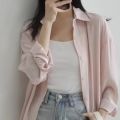 Fashion Casual Spring and Summer Sun Protection Shirt Korean Style Women2023New Niche Thin Simple Graceful Solid Color Shirt.