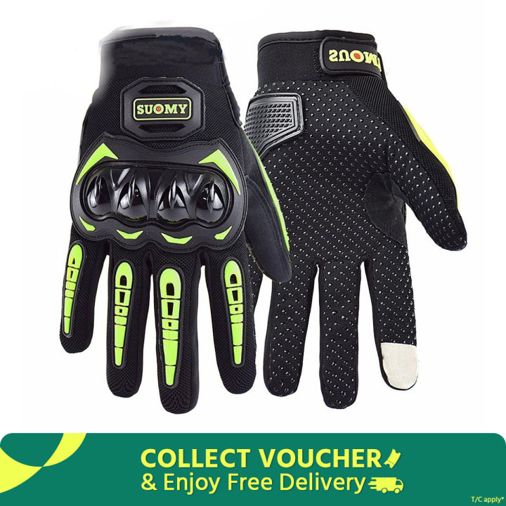 High Quality Full Finger Screen Touch SUOMY Hand Gloves For Biker. Neon color